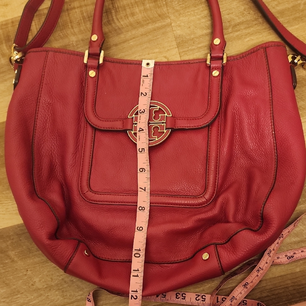 Tory Burch Amanda Fuchsia Leather Hobo Shoulder Bag w/ Crossbody Strap - Picture 11 of 12